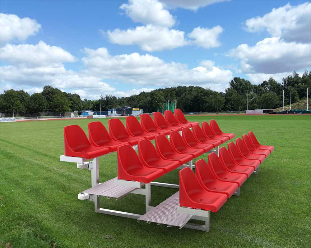 Mobile Tribüne mit Transportrollen: 24 Sitzplätze