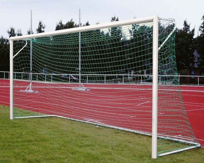 Fußballtor Alu weiß 7,32 x 2,44 m mit Netzbügel eckverschweißt
