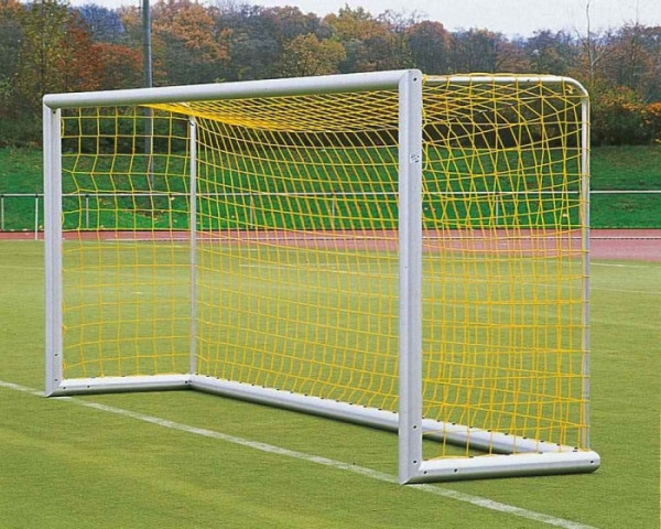 Jugend Fußballtor Aluminium 5 x 2 m eckverschweißt Bodenrahmen 120 x 100 mm Netztiefe 80/100 cm