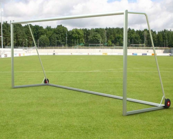 Freistehendes Fußballtor 7,32 x 2,44 m Aluminium vollverschweißt Mobil Netztiefe 80/200 cm