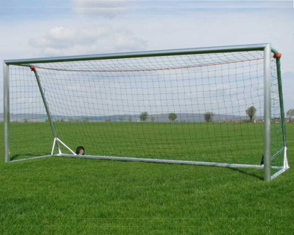 Freistehendes Fußballtor 7,32 x 2,44 m Aluminium vollverschweißt kippsicher Netztiefe 80/200 cm