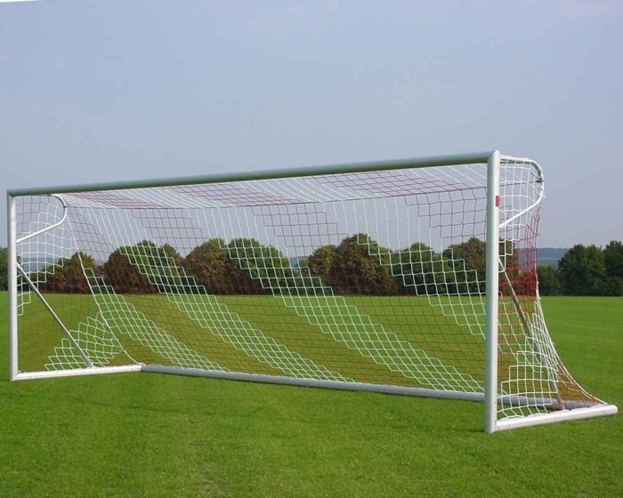 Freistehendes Fußballtor 7,32 x 2,44 m Aluminium eckverschweißt Netztiefe 80/200 cm